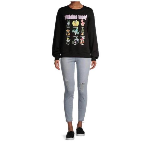 Disney Villains Graphic Mood Sweatshirt Black Crewneck Juniors Size Small (3-5) - Picture 3 of 4